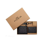 Coach Boxed 3 In 1 Wallet Gift Set In Signature Canvas (Black Oxblood)