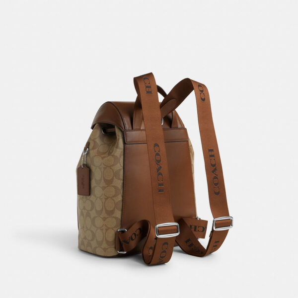 Coach Pace Large Backpack In Signature Canvas (Khaki Saddle) - Image 3