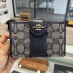 Coach Medium Corner Zip Wallet In Signature Jacquard (Midnight Navy)
