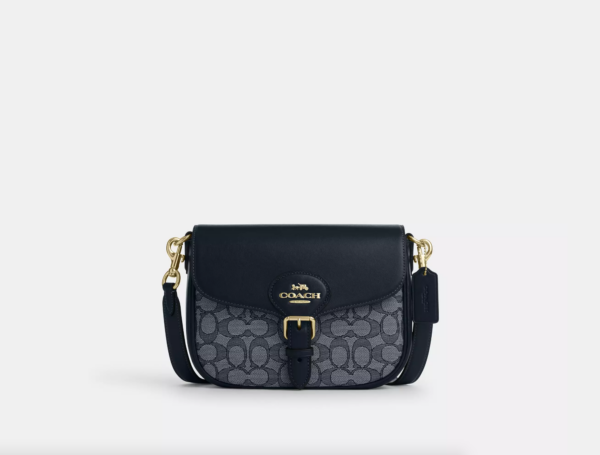 Coach Amelia Saddle Bag In Signature Jacquard (Midnight Navy)