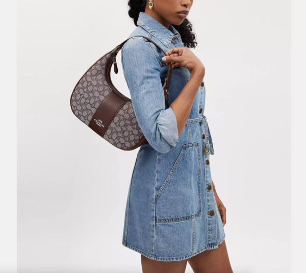Pre Order-Coach Carmen Shoulder Bag In Signature Jacquard (Oak Maple) - Image 3