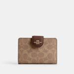 Coach Medium Corner Zip Wallet In Signature Canvas (Tan Brown)