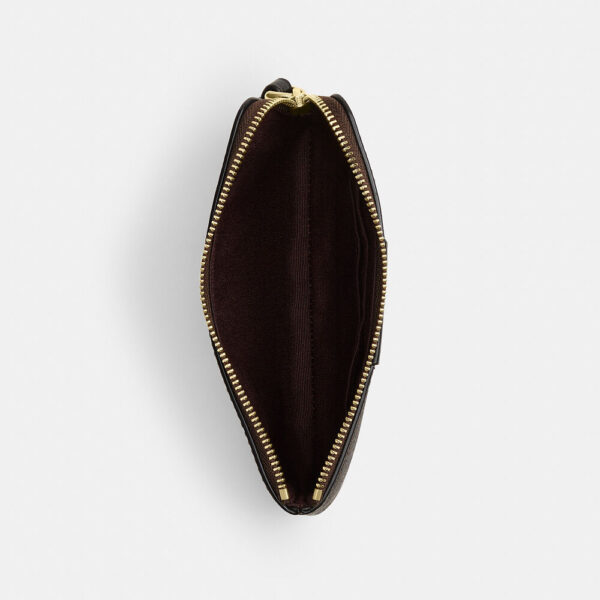 Coach Corner Zip Wristlet In Signature Canvas With Stripe (Brown Black) - Image 3
