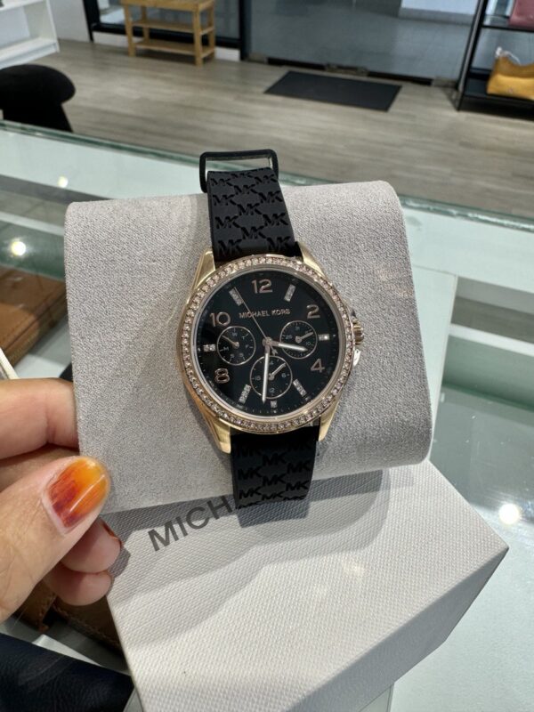 Michael Kors Mini Pilot Pavé Rose Gold-Tone and Logo Silicone Watch (MK7373) RSKF - Image 2