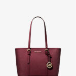 Michael Kors Jet Set Travel Small Saffiano Leather Top-Zip Tote Bag (Oxblood)