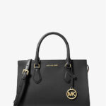 Michael Kors Sheila Medium Faux Saffiano Leather Satchel (Black)