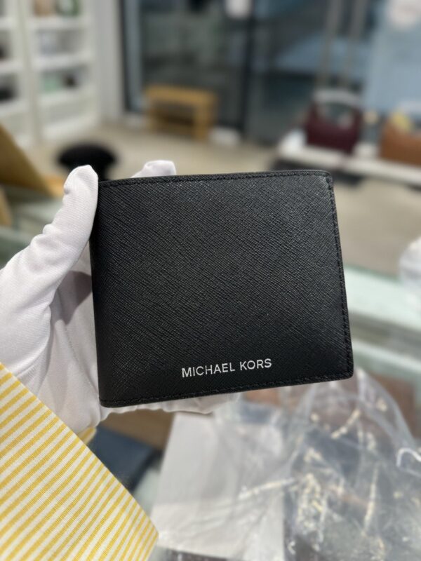 Michael Kors Harrison Saffiano Leather Billfold Wallet with Passcase (Black) - Image 3