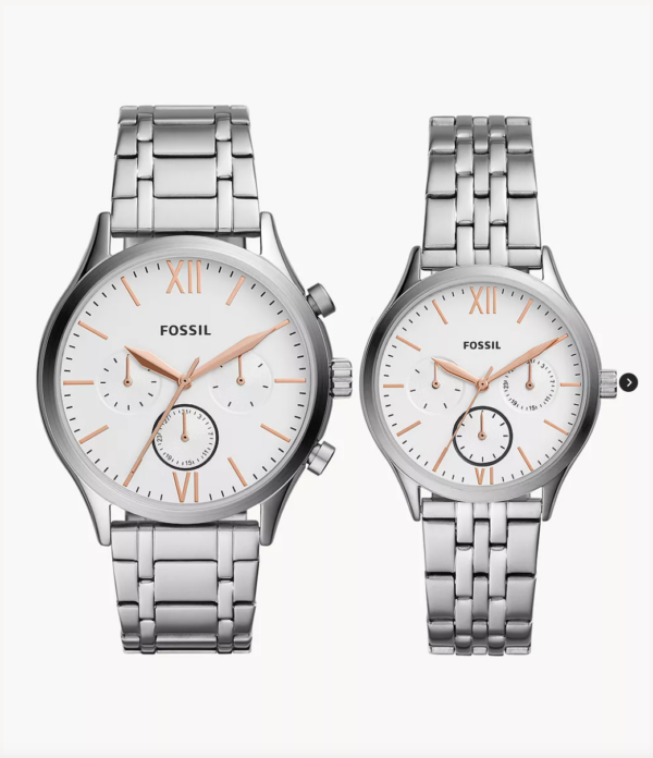 Fossil His and Her Fenmore Multifunction Stainless Steel Watch Gift Set (BQ2468SET)
