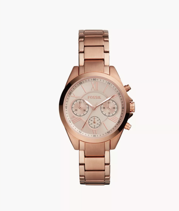 Fossil Modern Courier Midsize Chronograph Rose-Gold-Tone Stainless Steel Women Watch (BQ3036)