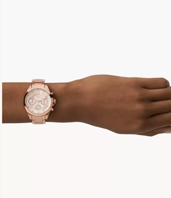 Fossil Modern Courier Midsize Chronograph Rose-Gold-Tone Stainless Steel Women Watch (BQ3036) - Image 3