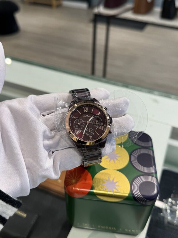 Fossil Modern Courier Midsize Chronograph Wine Stainless Steel Women Watch (BQ3281) - Image 4