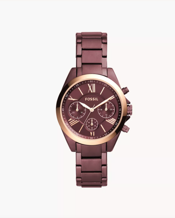 Fossil Modern Courier Midsize Chronograph Wine Stainless Steel Women Watch (BQ3281)