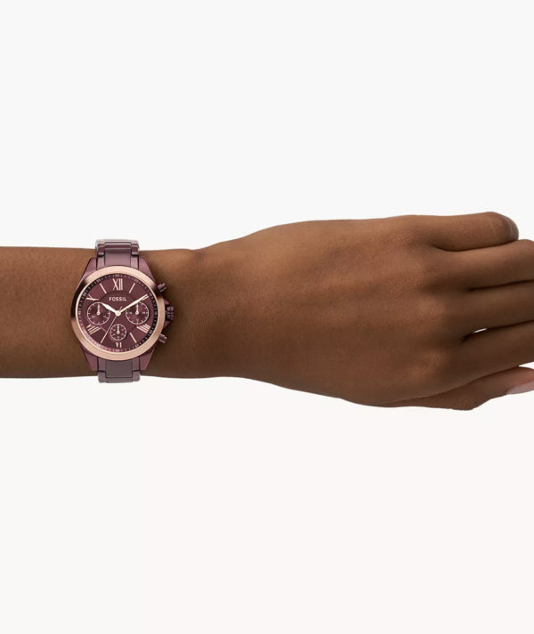 Fossil Modern Courier Midsize Chronograph Wine Stainless Steel Women Watch (BQ3281) - Image 3