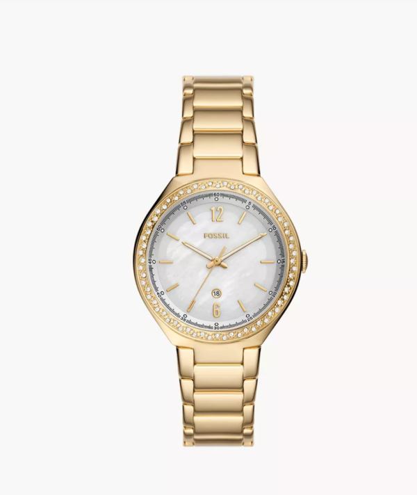 Fossil Ashtyn Three-Hand Date Gold-Tone Stainless Steel Women Watch (BQ3842)