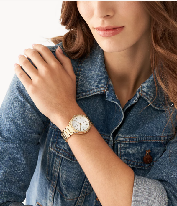 Fossil Ashtyn Three-Hand Date Gold-Tone Stainless Steel Women Watch (BQ3842) - Image 3