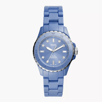 Fossil Three-Hand Aqua Ceramic Women Watch (CE1109)