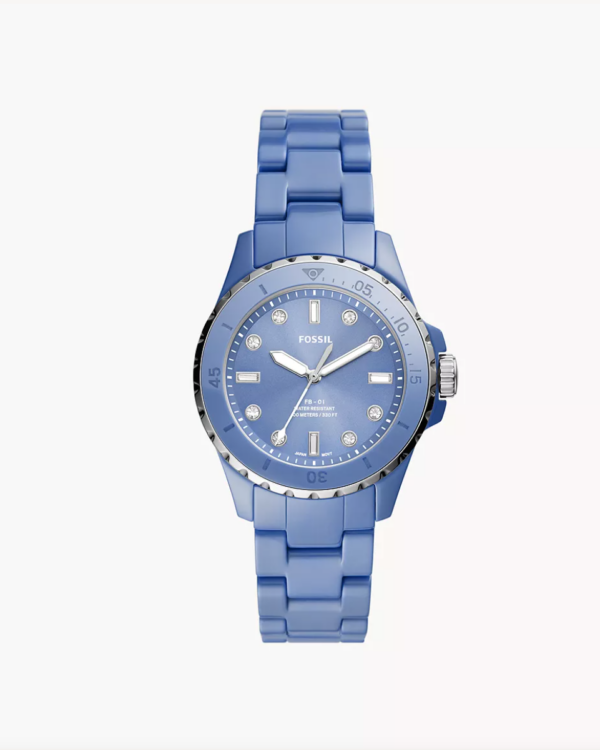 Fossil Three-Hand Aqua Ceramic Women Watch (CE1109)