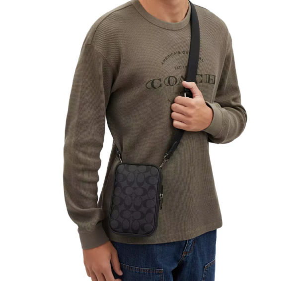 Coach Aden Crossbody In Signature Canvas (Charcoal) - Image 4