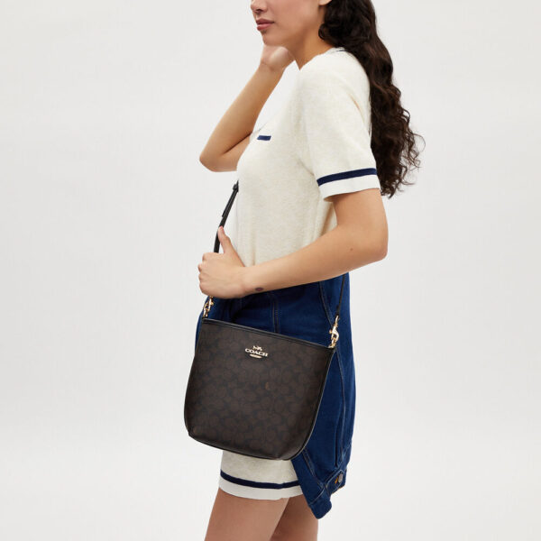 Coach City Bucket Bag In Signature Canvas (Walnut Black) - Image 3