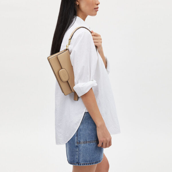 Coach Eliza Flap Crossbody With Leather Covered Closure (Tan) - Image 5