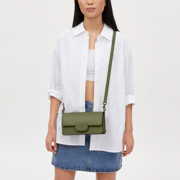 Coach Eliza Flap Crossbody With Leather Covered Closure (Military) - Image 2