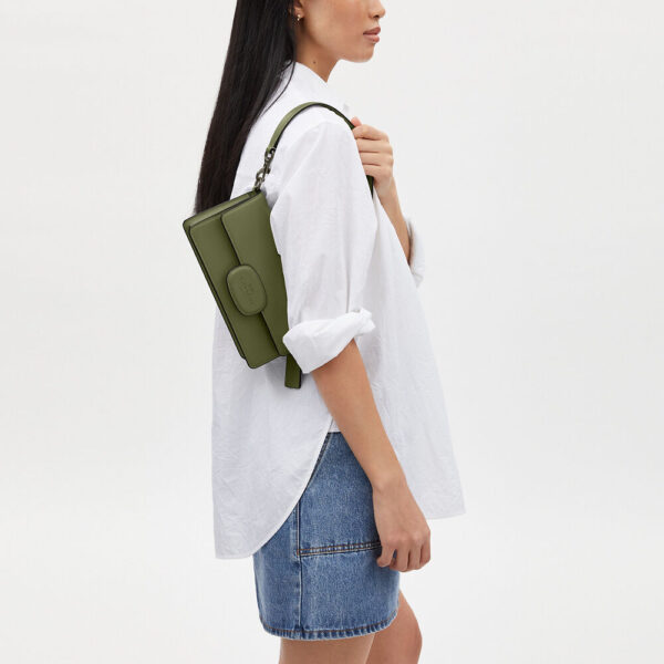 Coach Eliza Flap Crossbody With Leather Covered Closure (Military) - Image 6