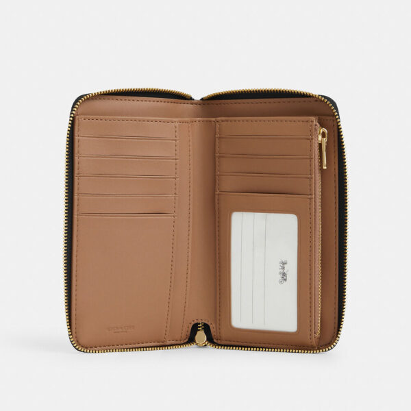 Coach Medium Id Zip Wallet In Signature Canvas (Walnut Black) - Image 3
