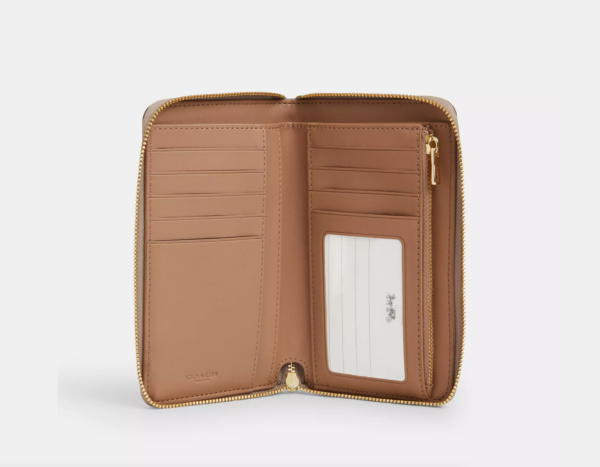 Coach Medium Id Zip Wallet In Signature Canvas (Sand Chalk) - Image 2