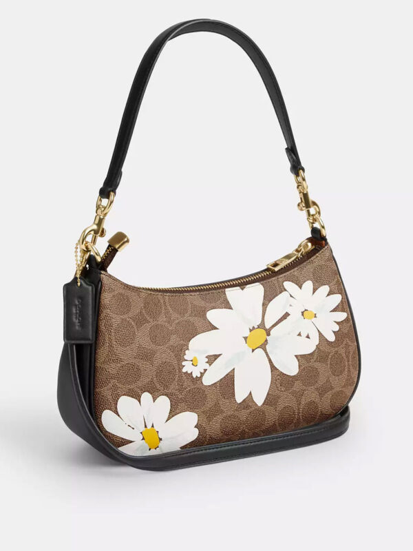 Coach Teri Shoulder Bag In Signature Canvas with Floral Print (Tan Multi) - Image 3