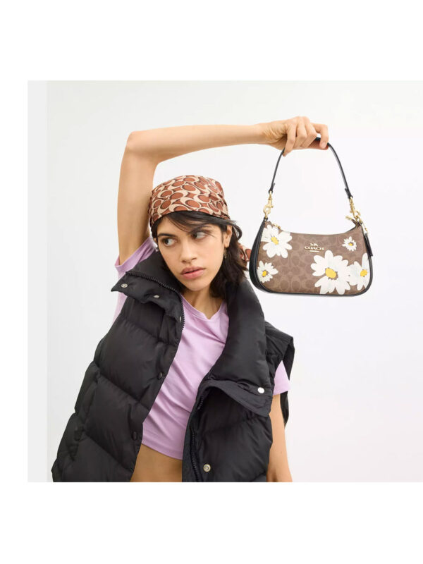 Coach Teri Shoulder Bag In Signature Canvas with Floral Print (Tan Multi) - Image 4