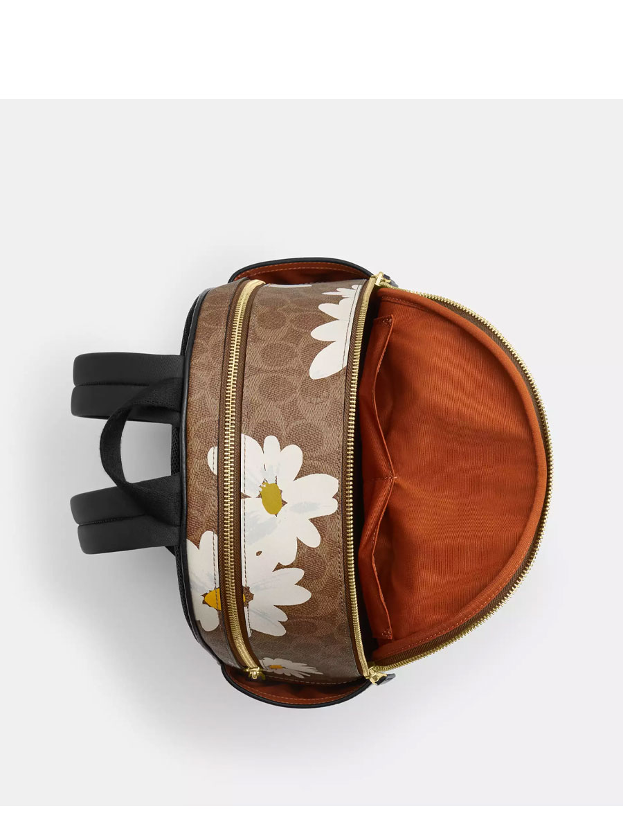 Coach Court Backpack In Signature Canvas With Floral Print Brown Black Butik Sarah Shaber