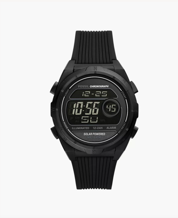 Fossil Everett Solar-Powered Digital Black Silicone Men Watch (FS5859)