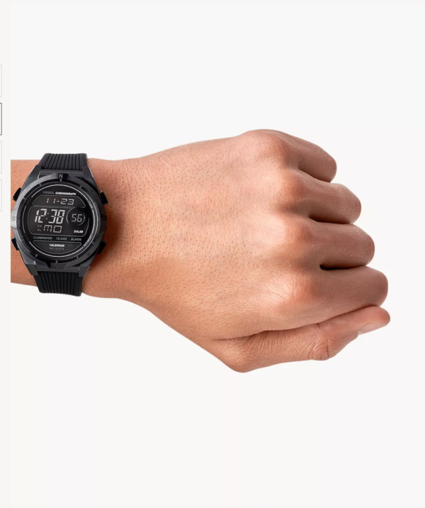 Fossil Everett Solar-Powered Digital Black Silicone Men Watch (FS5859) - Image 3