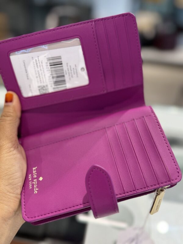 Kate Spade Carey Medium Compbifold Smooth Quilted Leather Wallet (Baja Rose) - Image 3