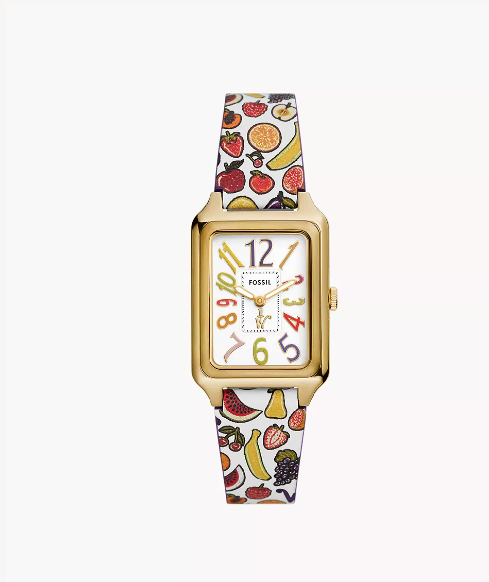 Fossil Willy Wonka x Fossil Limited Edition Two Hand Multicolor Print Leather Women Watch LE1191 Butik Sarah Shaber