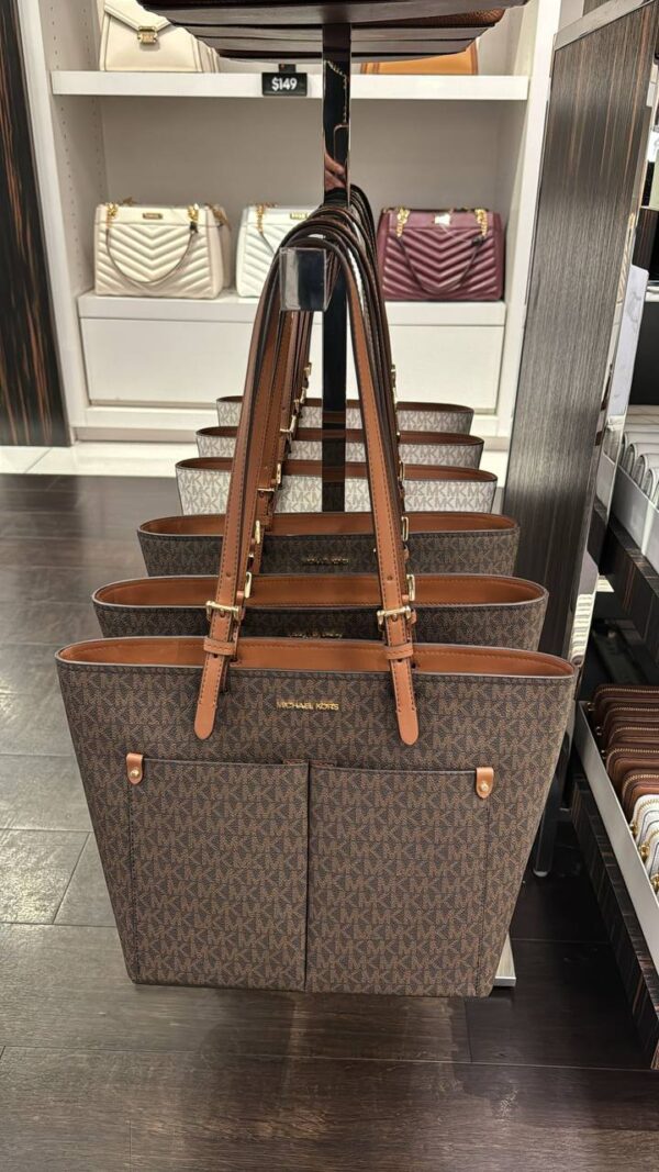 Michael Kors Jet Set Travel Medium Double Pocket Tote (Brown) - Image 2