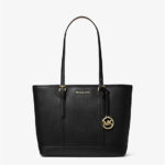 Michael Kors Jet Set Travel Small Saffiano Leather Top-Zip Tote Bag (Black)