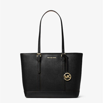 Michael Kors Jet Set Travel Small Saffiano Leather Top-Zip Tote Bag (Black)