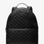 Michael Kors Sheila Large Woven Logo Nylon Backpack (Black)