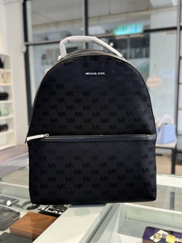 Michael Kors Sheila Large Woven Logo Nylon Backpack (Black) - Image 5