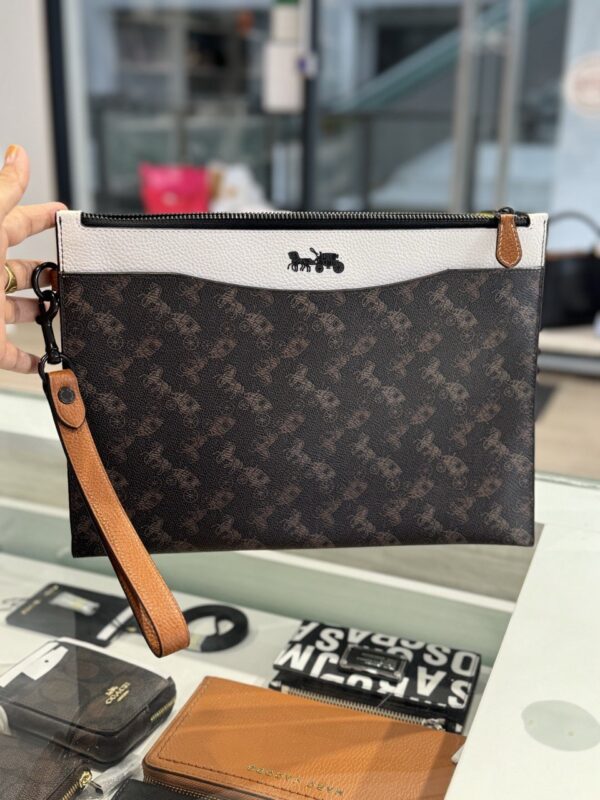 Coach Hitch Pouch With Horse and Carriage Print (Truffle Chalk)-Boutique Collection