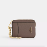 Coach Zip Card Case (Dark Stone)