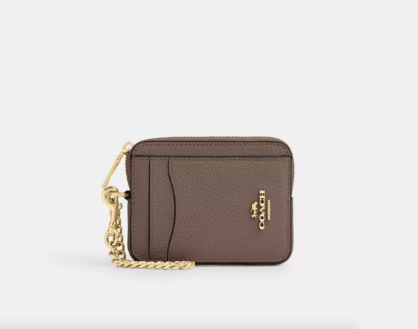 Coach Zip Card Case (Dark Stone)