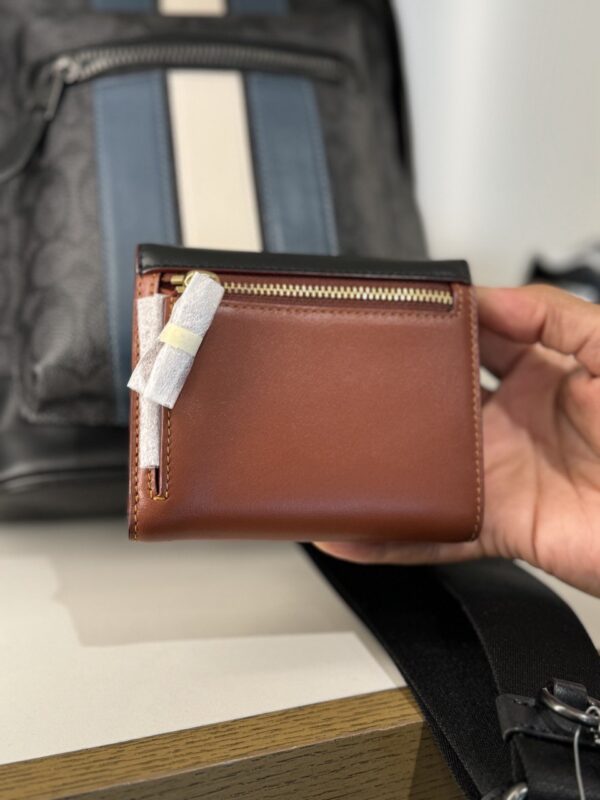 Coach Wyn Small Wallet In Colorblock Signature Canvas (Tan Black)-Boutique Collection - Image 5