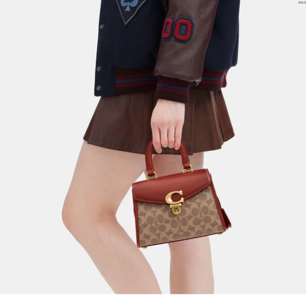 Coach Sammy Top Handle 21 In Signature Canvas (Tan)-Boutique Collection - Image 2
