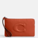 Pre Order - Coach Large Corner Zip Wristlet (Dark Orange)