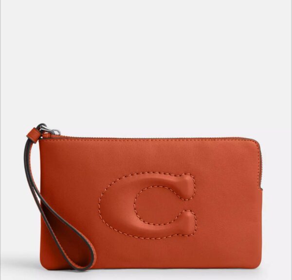 Pre Order - Coach Large Corner Zip Wristlet (Dark Orange)