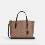 Coach Mollie Tote Bag 25 In Signature Canvas (Tan Black)