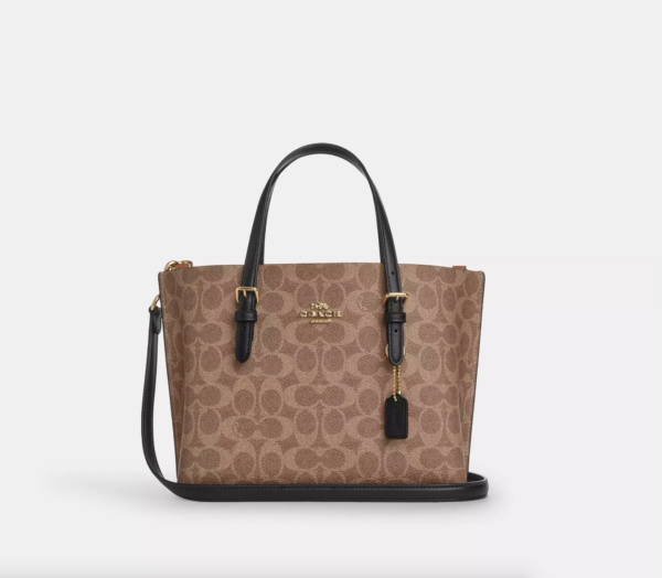 Coach Mollie Tote Bag 25 In Signature Canvas (Tan Black)