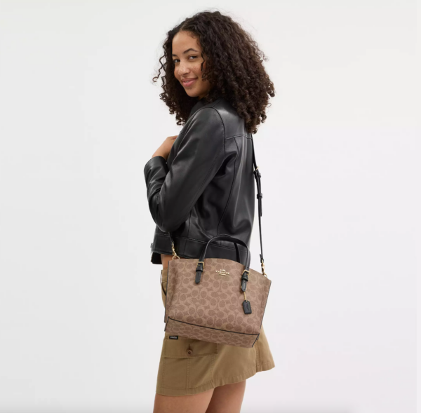 Coach Mollie Tote Bag 25 In Signature Canvas (Tan Black) - Image 5